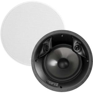 imagePolk Audio 80FXRT inCeiling 2Way Round Surround Speakers  8quot Woofer Dual 34quot Tweeters  100 Watts  Paintable Sheer Grille  White PairSpeaker