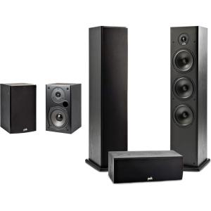 imagePolk Audio T15 Home Theater and Stereo Bookshelf Speakers  Deep Bass Response Dolby and DTS Surround WallMountable Pair Black5 Channel Home Theater Bundle